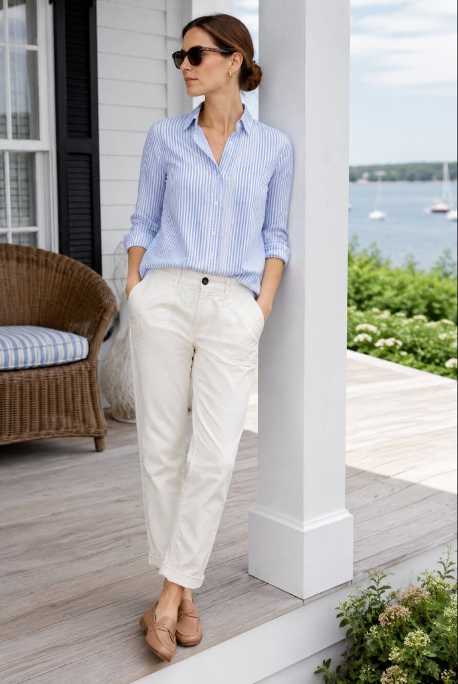 Ann Taylor Loft Pants 0 Linen Blend Pockets Tapered Ivory Casual Coastal Preppy